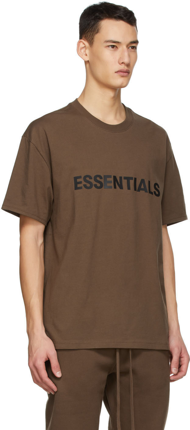 Fear of God ESSENTIALS - SSENSE Exclusive Brown Logo T-Shirt