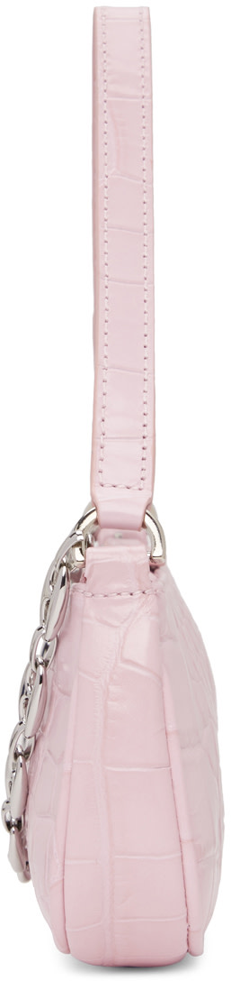 BY FAR: Pink Croc Mini Rachel Bag | SSENSE