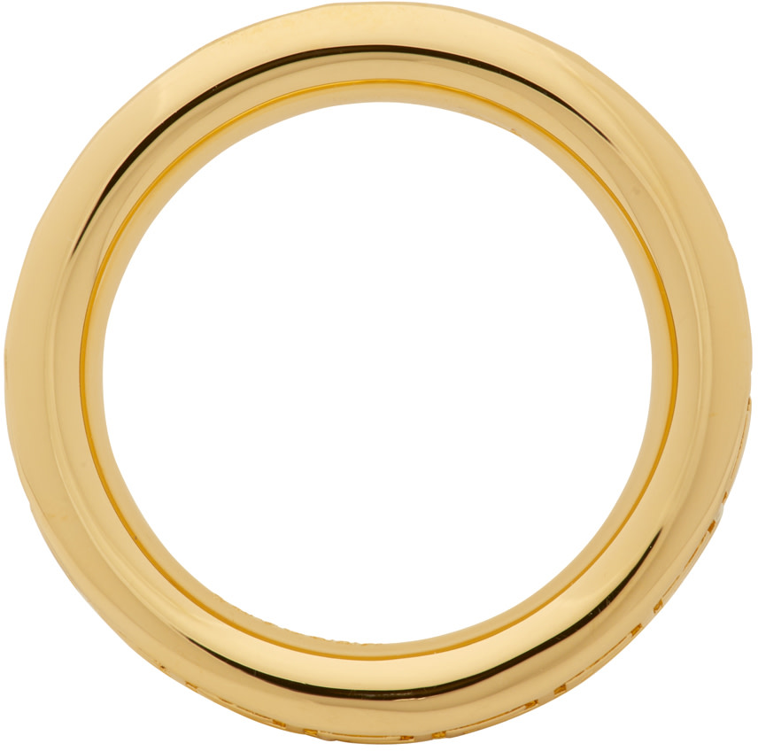 Versace - Bague dorée Thin Engraved Greek Key