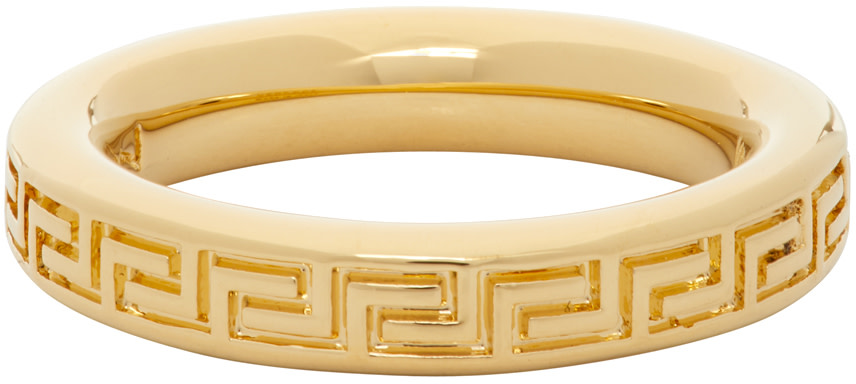 Versace - Bague dorée Thin Engraved Greek Key