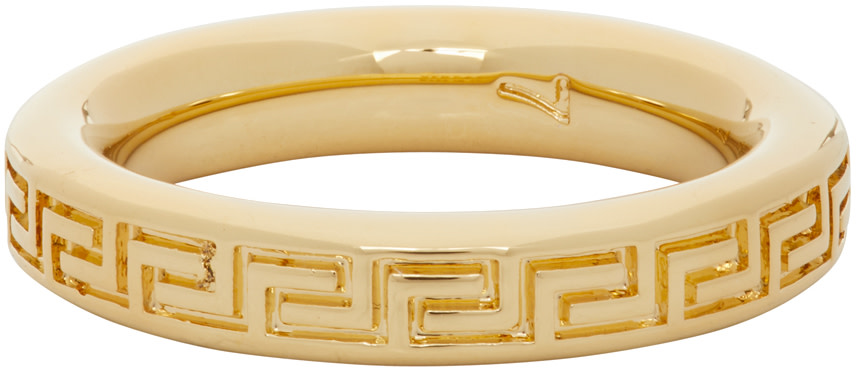 Versace - Bague dorée Thin Engraved Greek Key