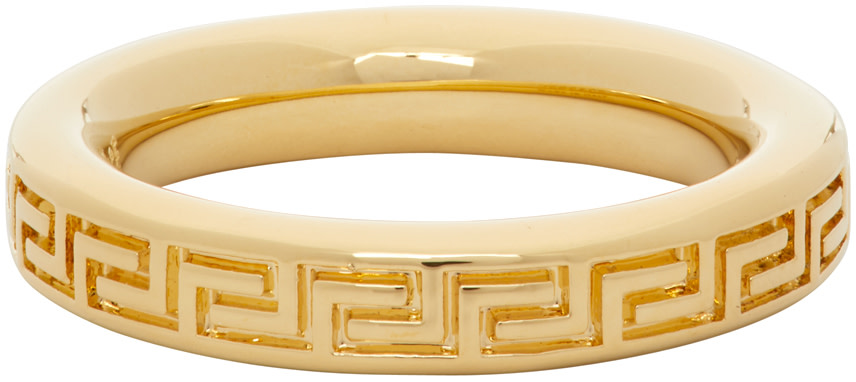 Versace - Bague dorée Thin Engraved Greek Key