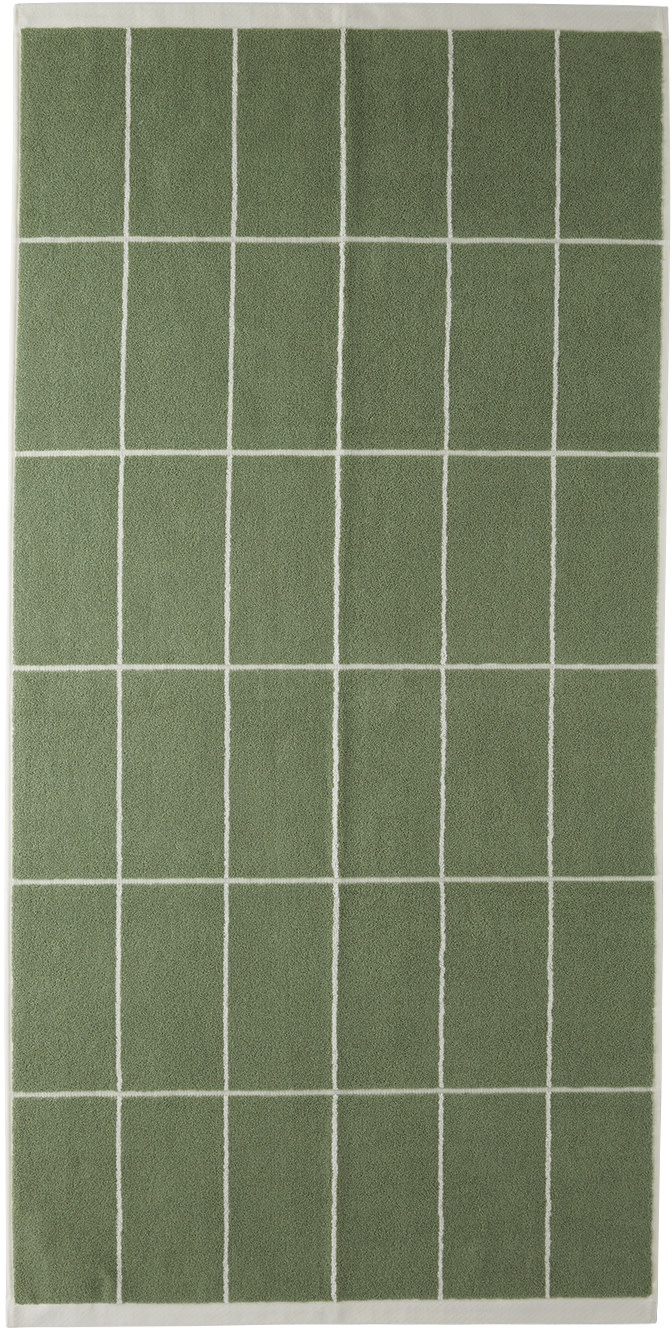 Baina - Serviette de bain Bethell vert et blanc