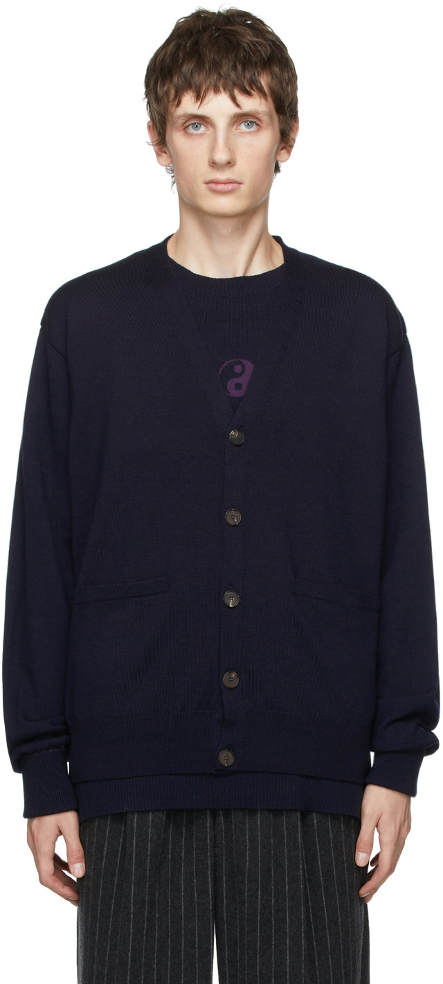 BED J.W. FORD - Navy Wool Buttoned Cardigan