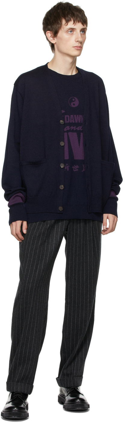 BED J.W. FORD - Navy Wool Buttoned Cardigan