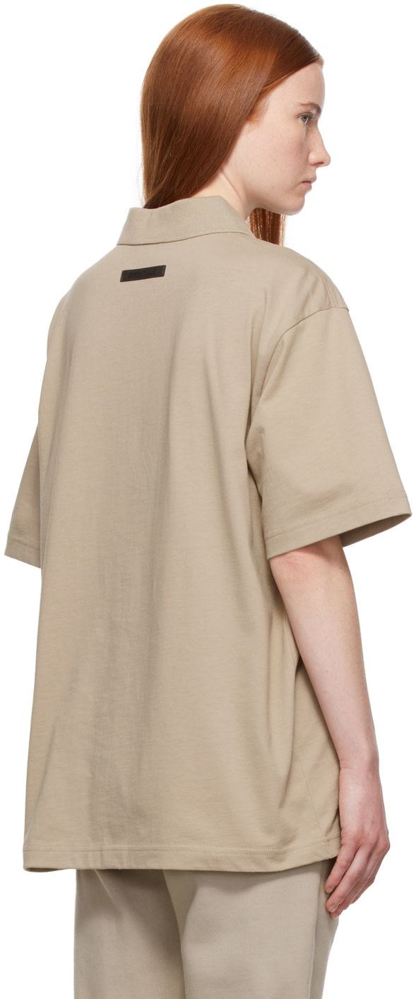 Fear of God ESSENTIALS - Polo brun clair en coton