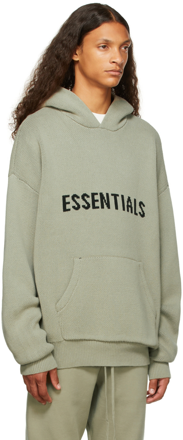Fear of God ESSENTIALS - Green Knit Hoodie