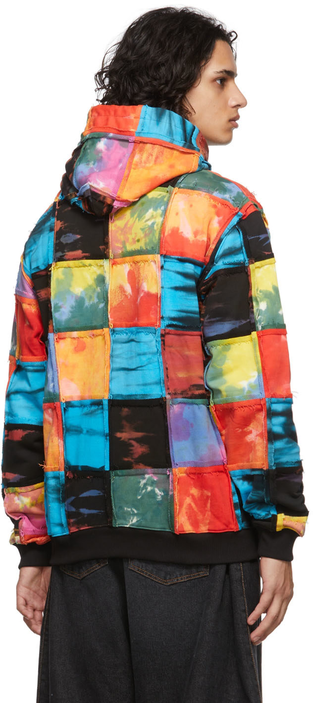 AGR - Pull à capuche multicolore à patchwork