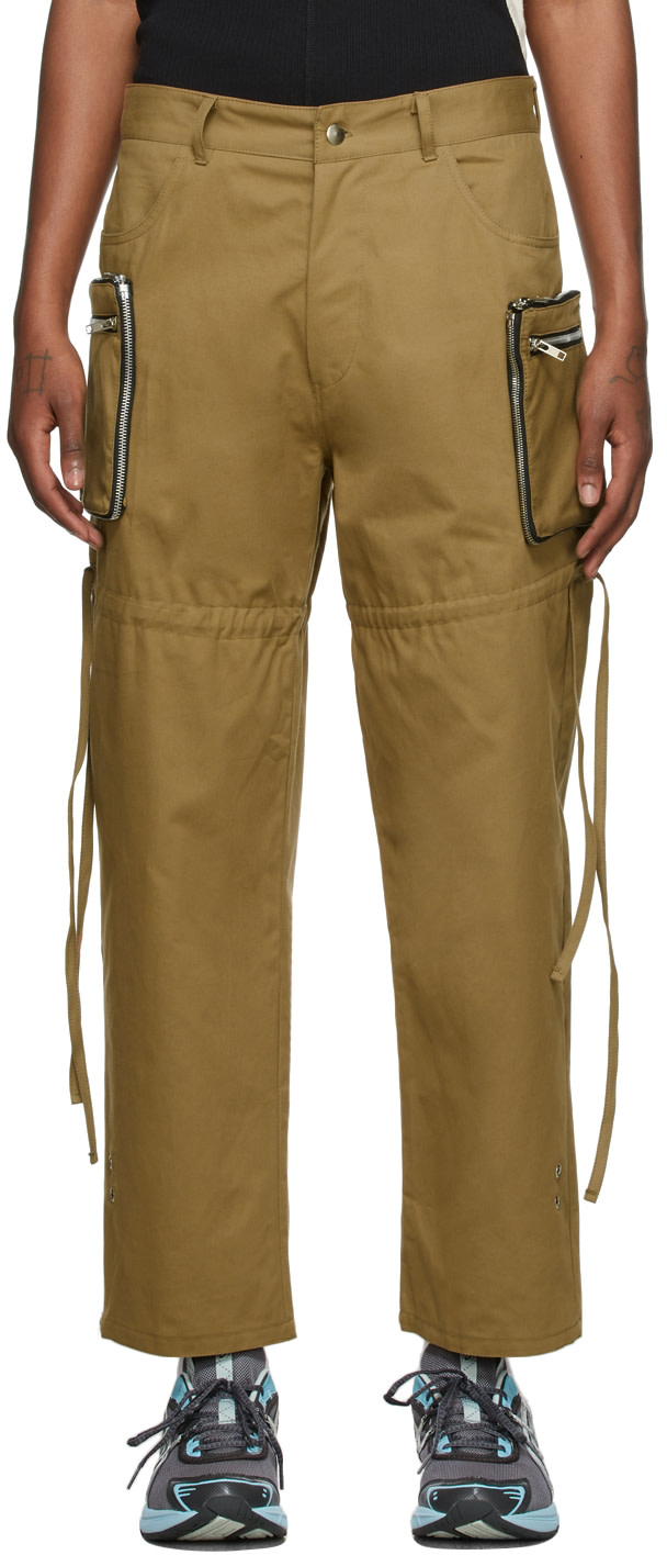 Phlemuns - SSENSE Exclusive Beige Pocketless Drawstring Cargo Pants