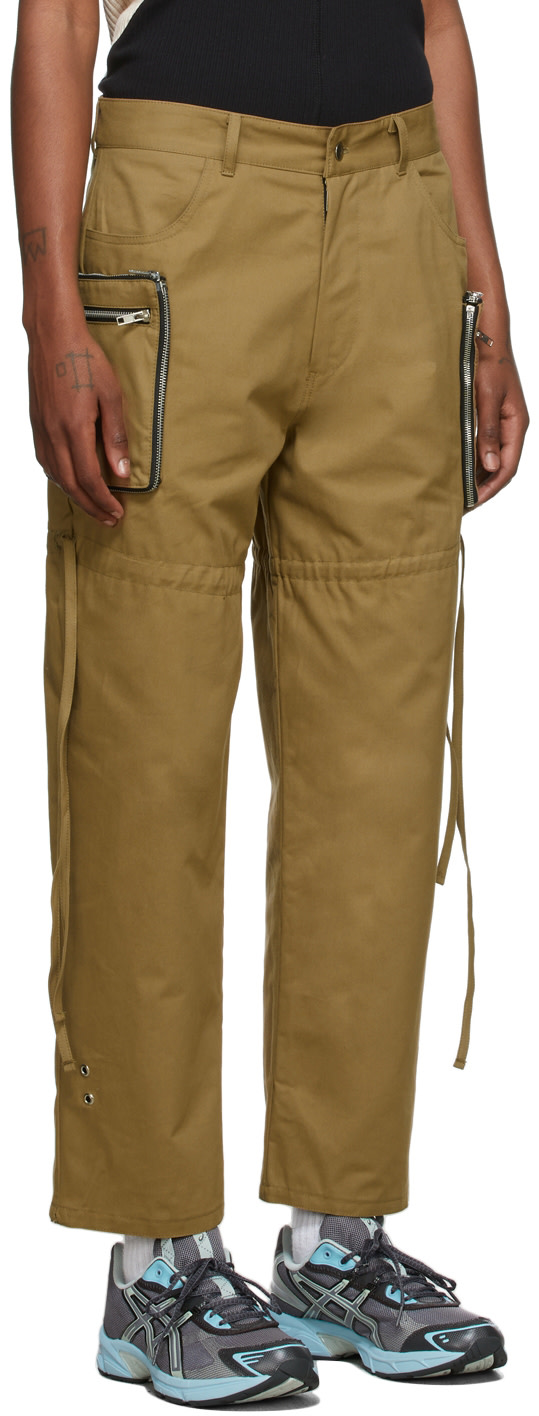 Phlemuns - SSENSE Exclusive Beige Pocketless Drawstring Cargo Pants