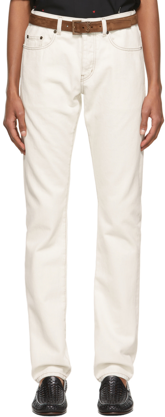 Saint Laurent - Jean ajusté blanc cassé