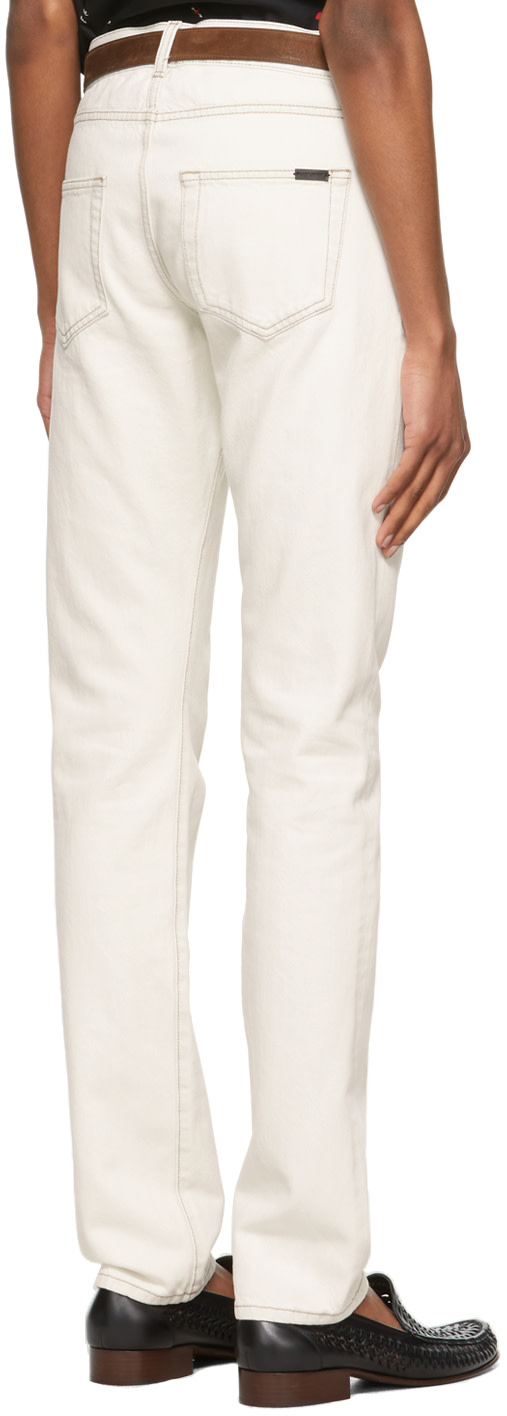 Saint Laurent - Jean ajusté blanc cassé