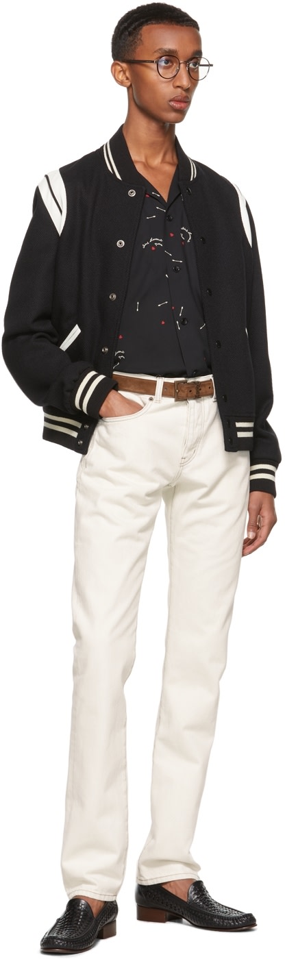 Saint Laurent - Jean ajusté blanc cassé