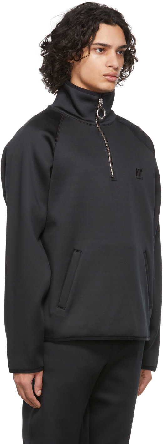 Ami•*¨*•.¸♬︎ AMI Paris: Black Ami Paris Half-Zip Sweatshirt | SSENSE Canada