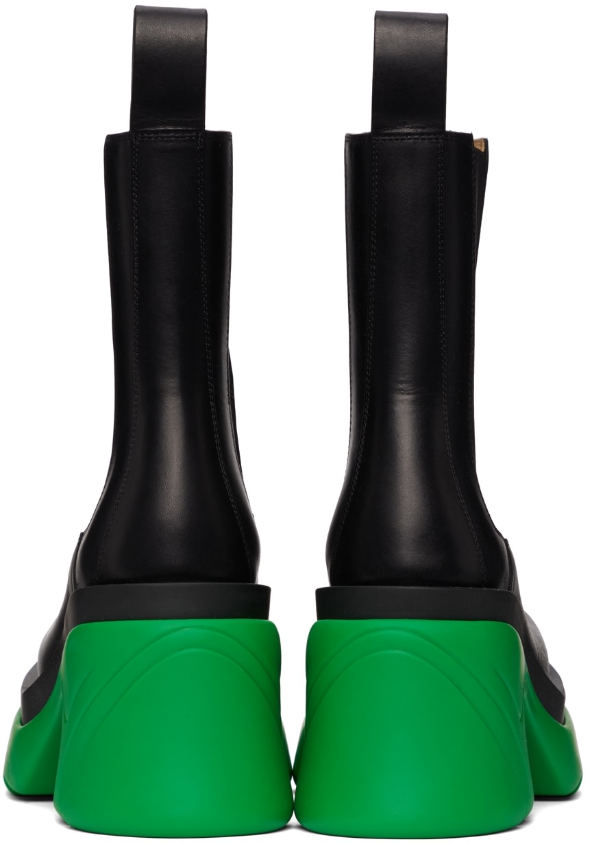 Bottega Veneta: Black & Green Flash Boots | SSENSE