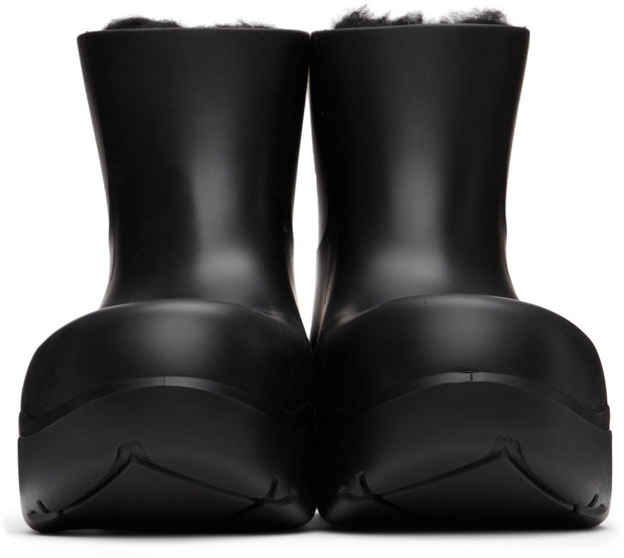 Bottega Veneta: Black Shearling Puddle Boots | SSENSE