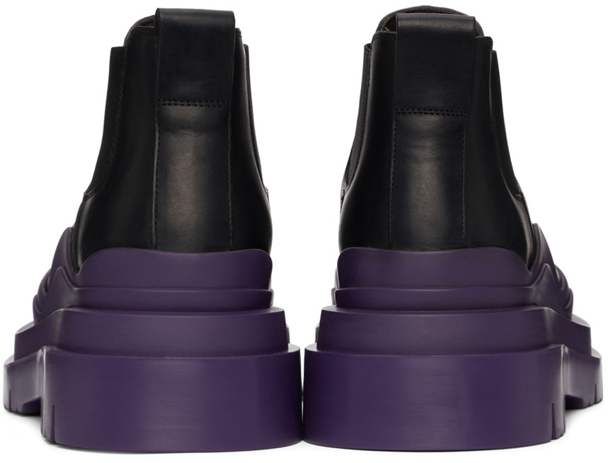 Bottega Veneta: Black & Purple Low 'The Tire' Chelsea Boots | SSENSE