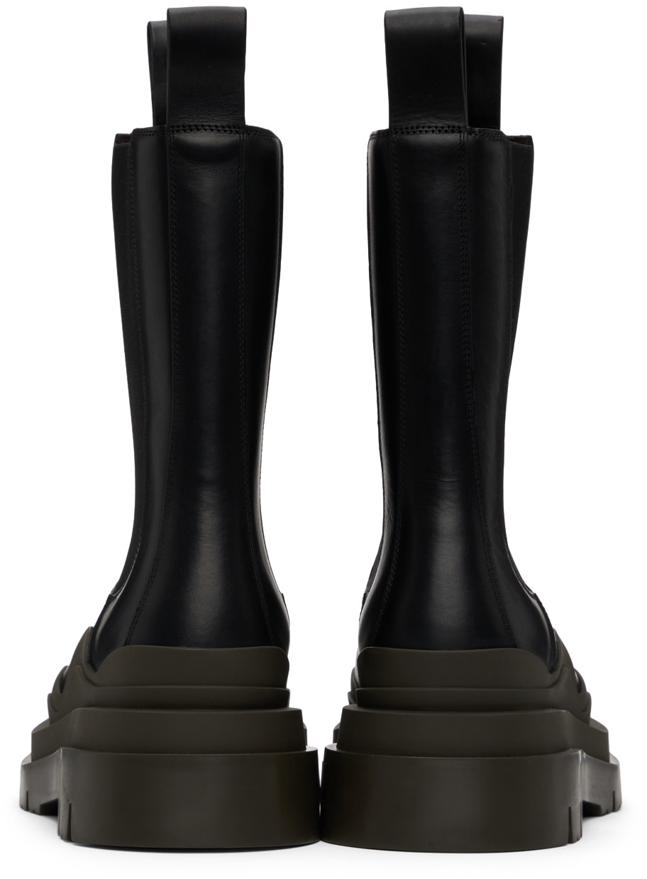 Bottega Veneta: Black & Brown Tire Chelsea Boots | SSENSE display picture 3