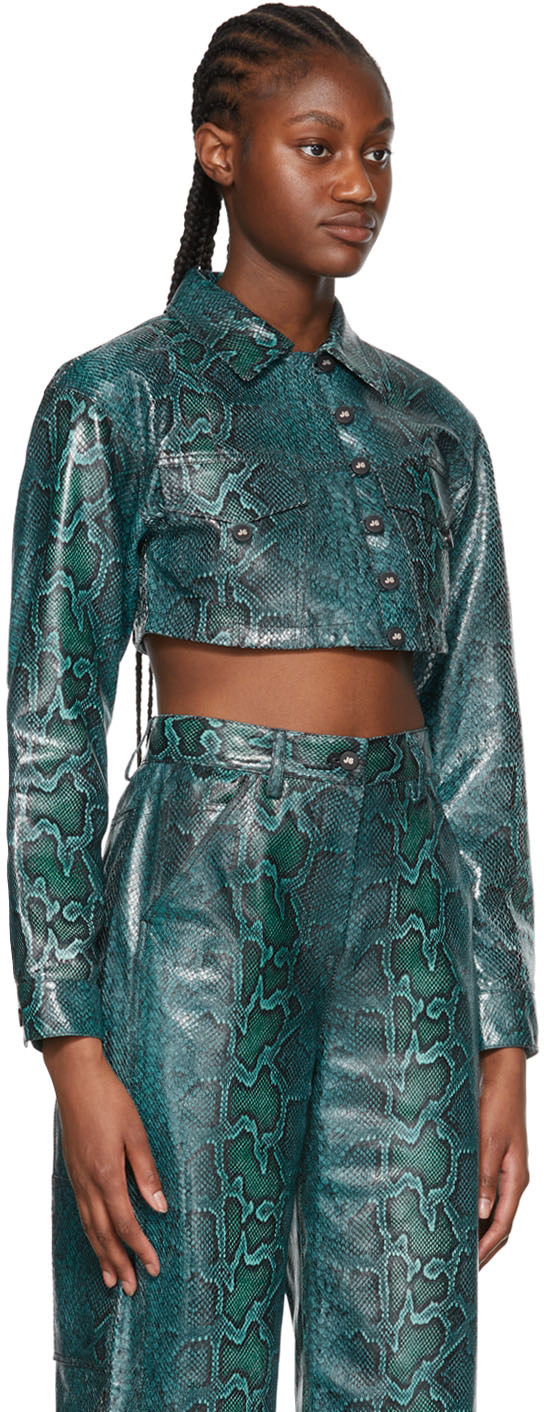 J6 - Blouson bleu en cuir