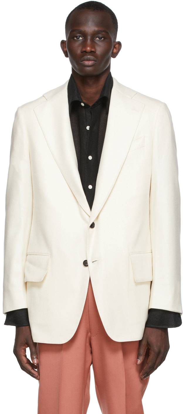 Factor's - SSENSE Exclusive Off-White Wool & Cashmere Single Breasted Blazer