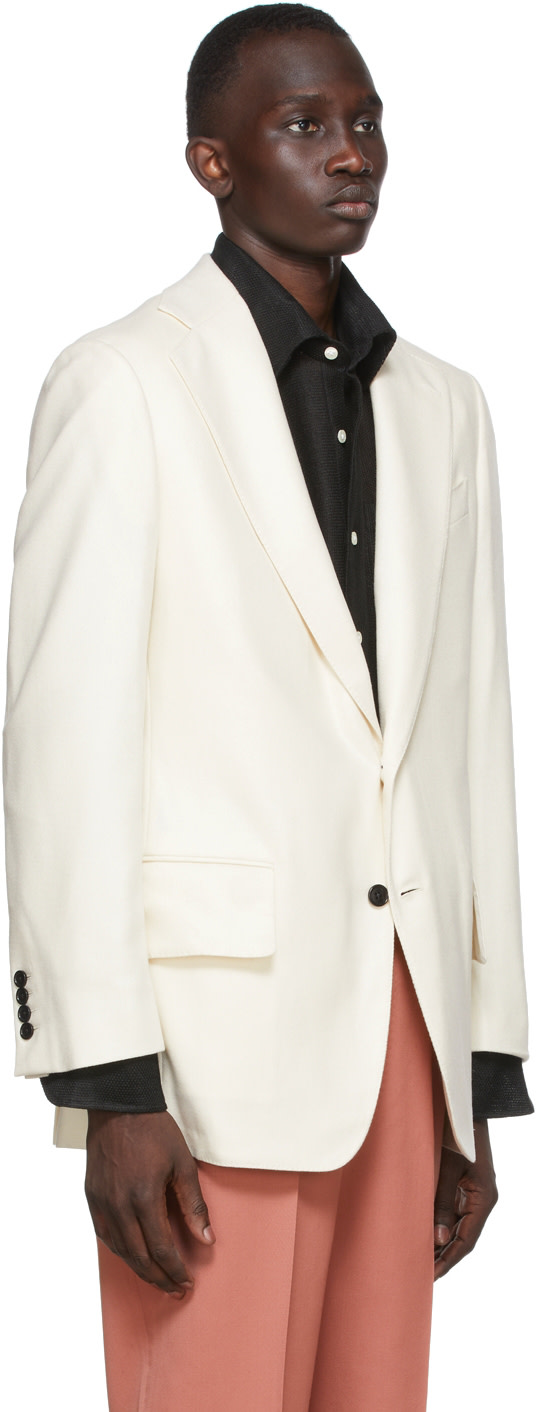 Factor's - SSENSE Exclusive Off-White Wool & Cashmere Single Breasted Blazer