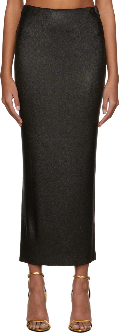 TOM FORD - Jupe longue noire enduite