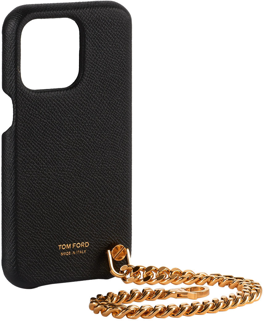 TOM FORD - Étui pour iPhone 12 noir en cuir