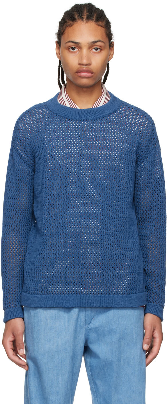 Situationist - Pull bleu en coton exclusif à SSENSE