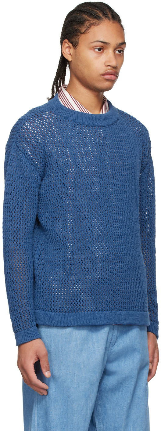 Situationist - Pull bleu en coton exclusif à SSENSE