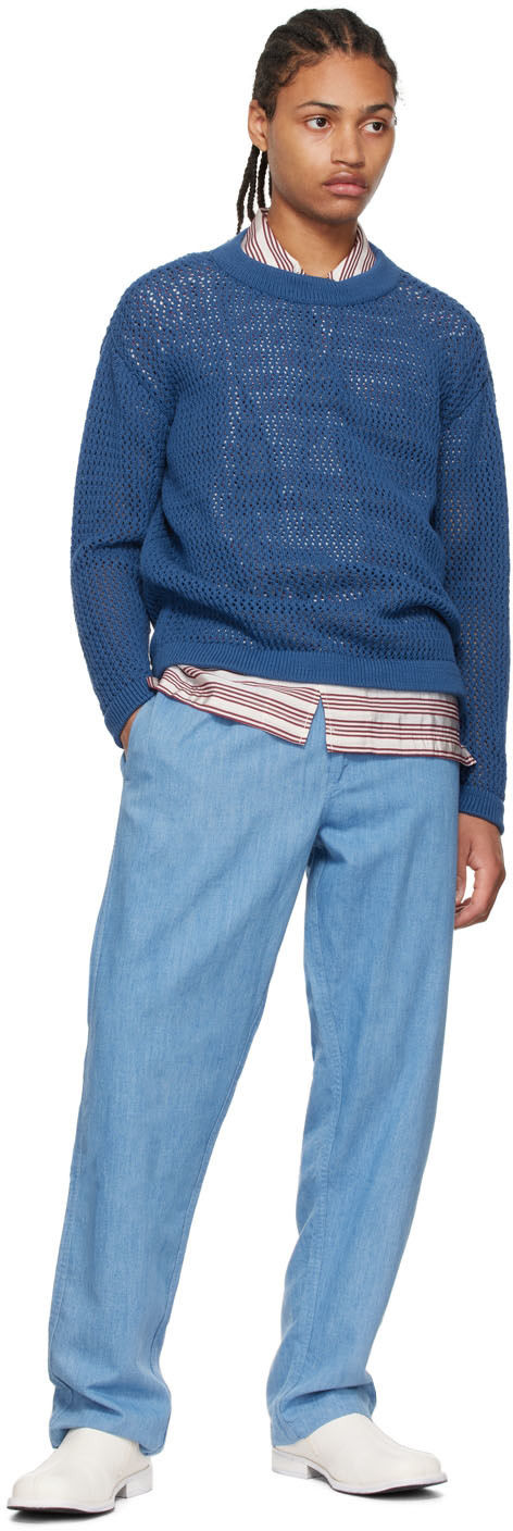Situationist - Pull bleu en coton exclusif à SSENSE