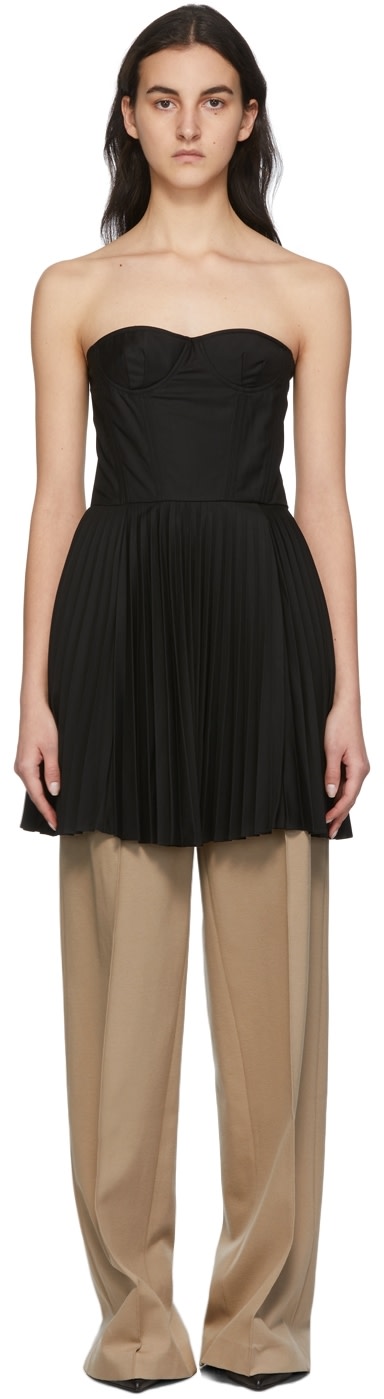 Rokh - Robe de style corset noire à plis