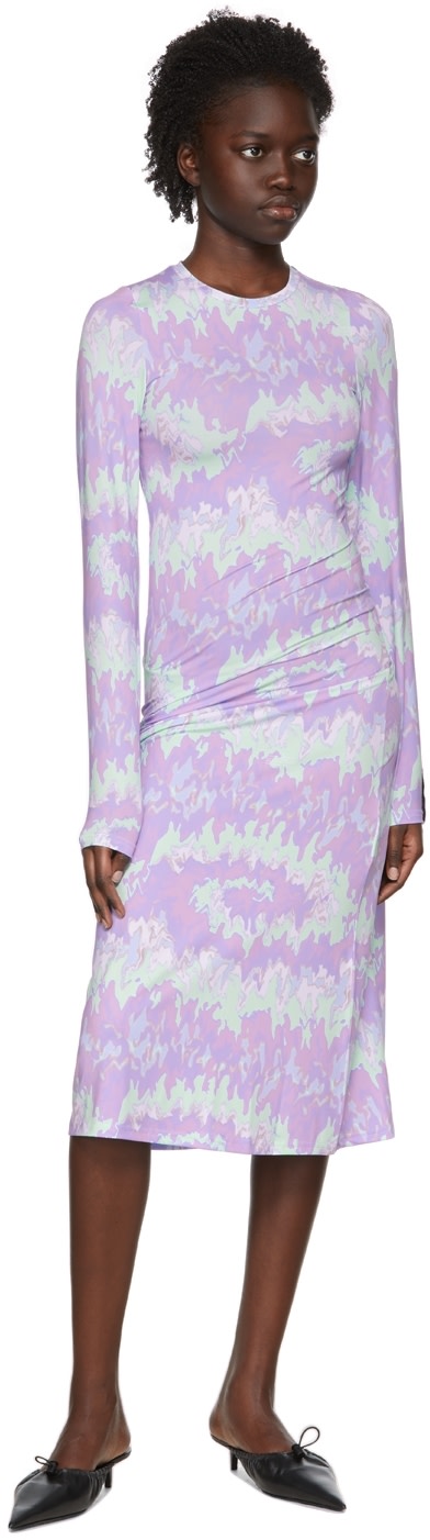 Rokh - Robe midi mauve en polyester