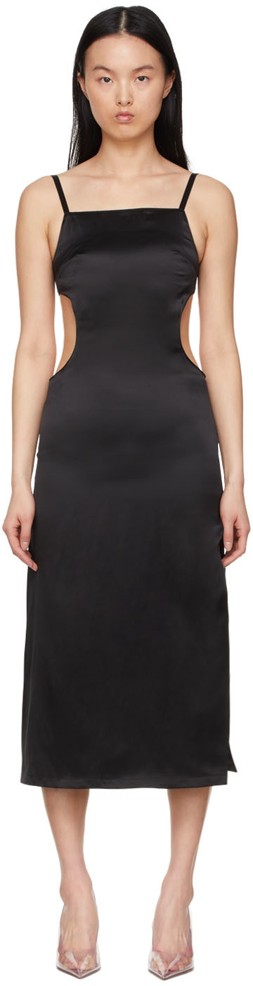 Rokh - Robe midi noire en soie