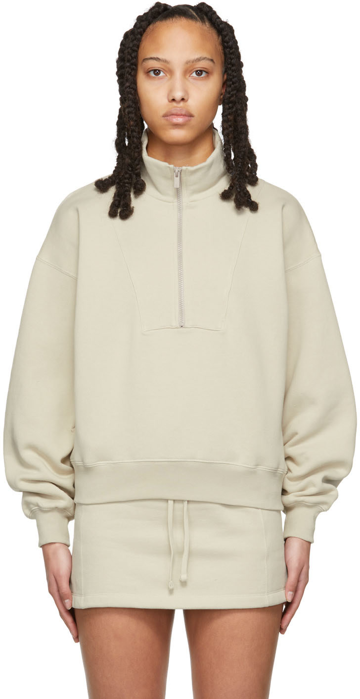 スウェット Essentials Cream Half Zip Sweatshirt S Fear of God ESSENTIALS: Beige 1/2 Zip Pullover Sweatshirt | SSENSE