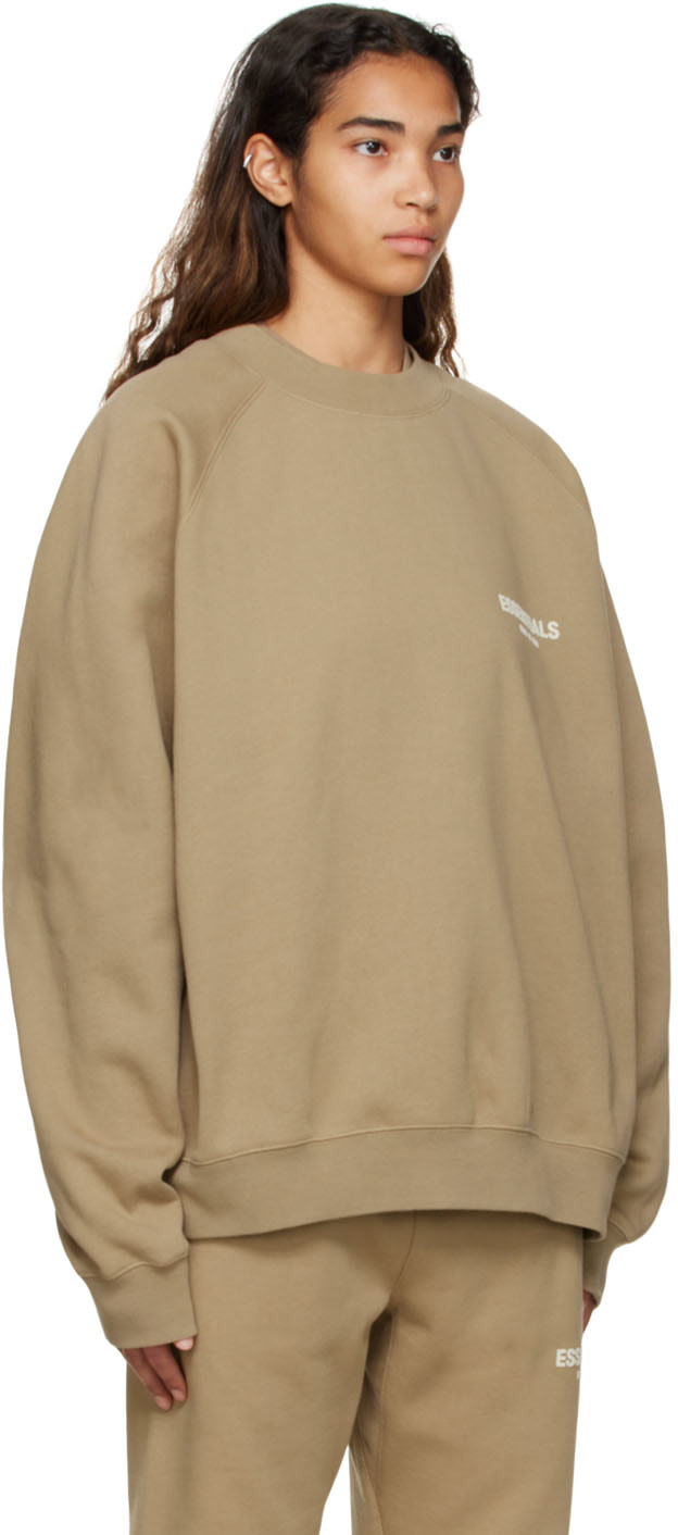Fear of God ESSENTIALS - Pull molletonné brun clair en coton
