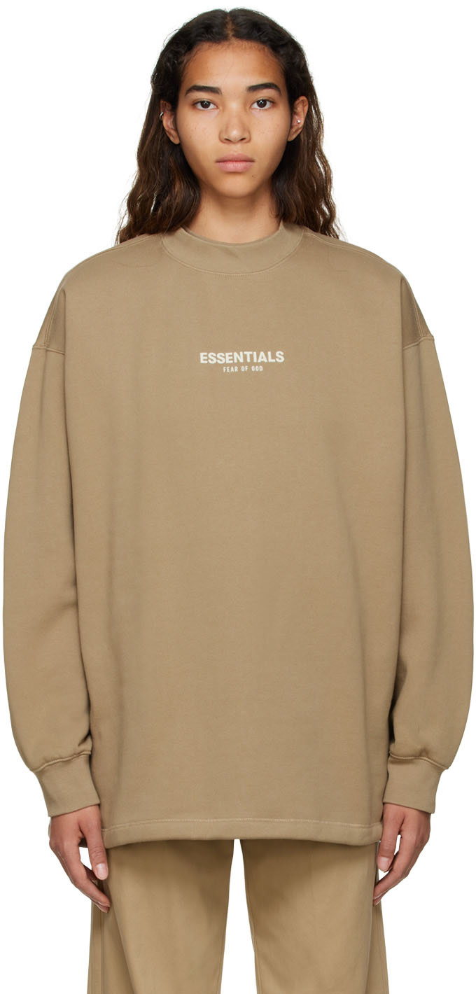 Fear of God ESSENTIALS - Pull molletonné brun clair en coton