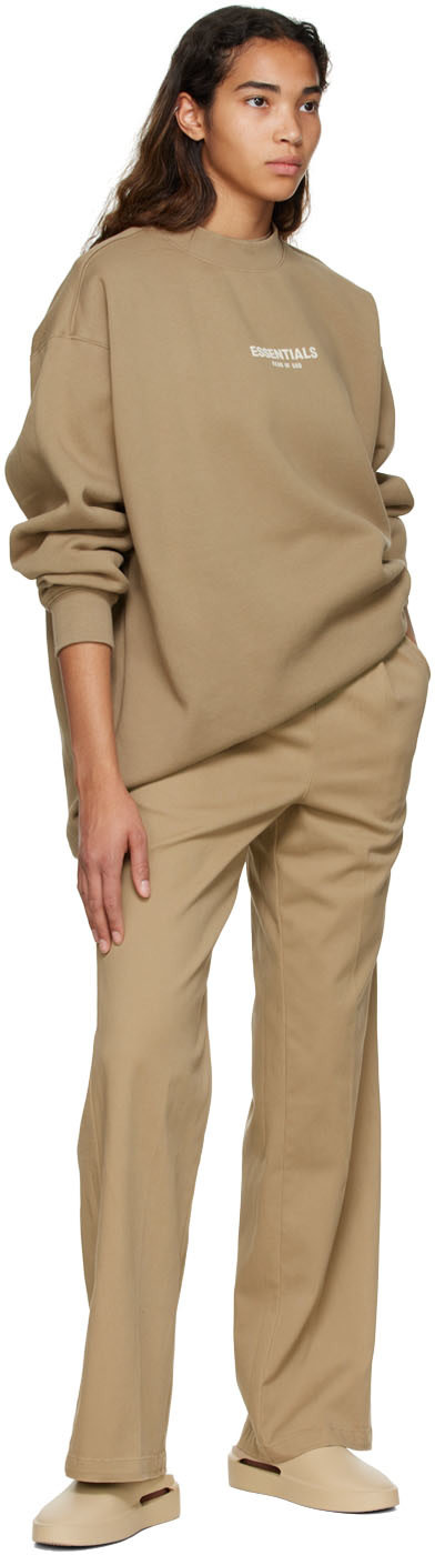 Fear of God ESSENTIALS - Pull molletonné brun clair en coton