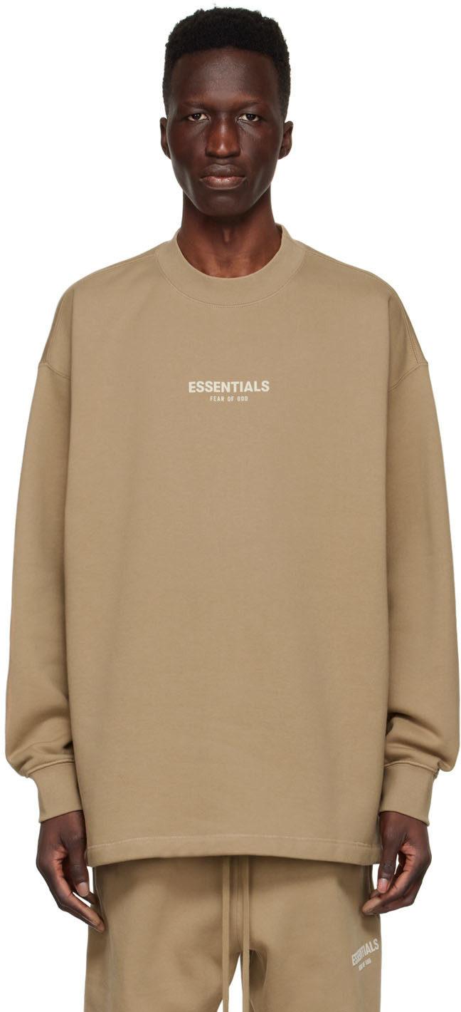 Fear of God ESSENTIALS - Pull molletonné brun clair en coton