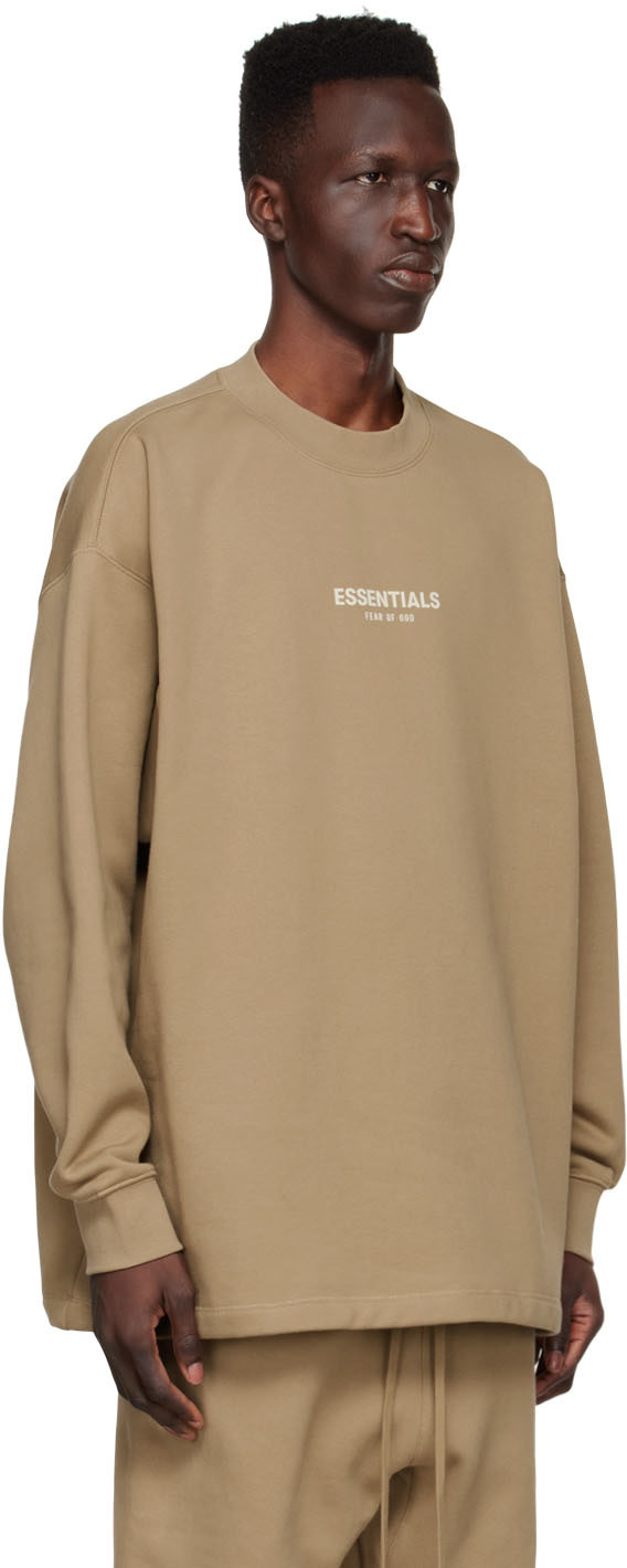 Fear of God ESSENTIALS - Pull molletonné brun clair en coton