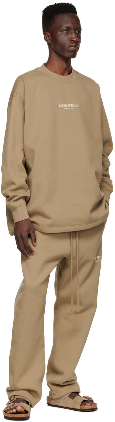 Fear of God ESSENTIALS - Pull molletonné brun clair en coton