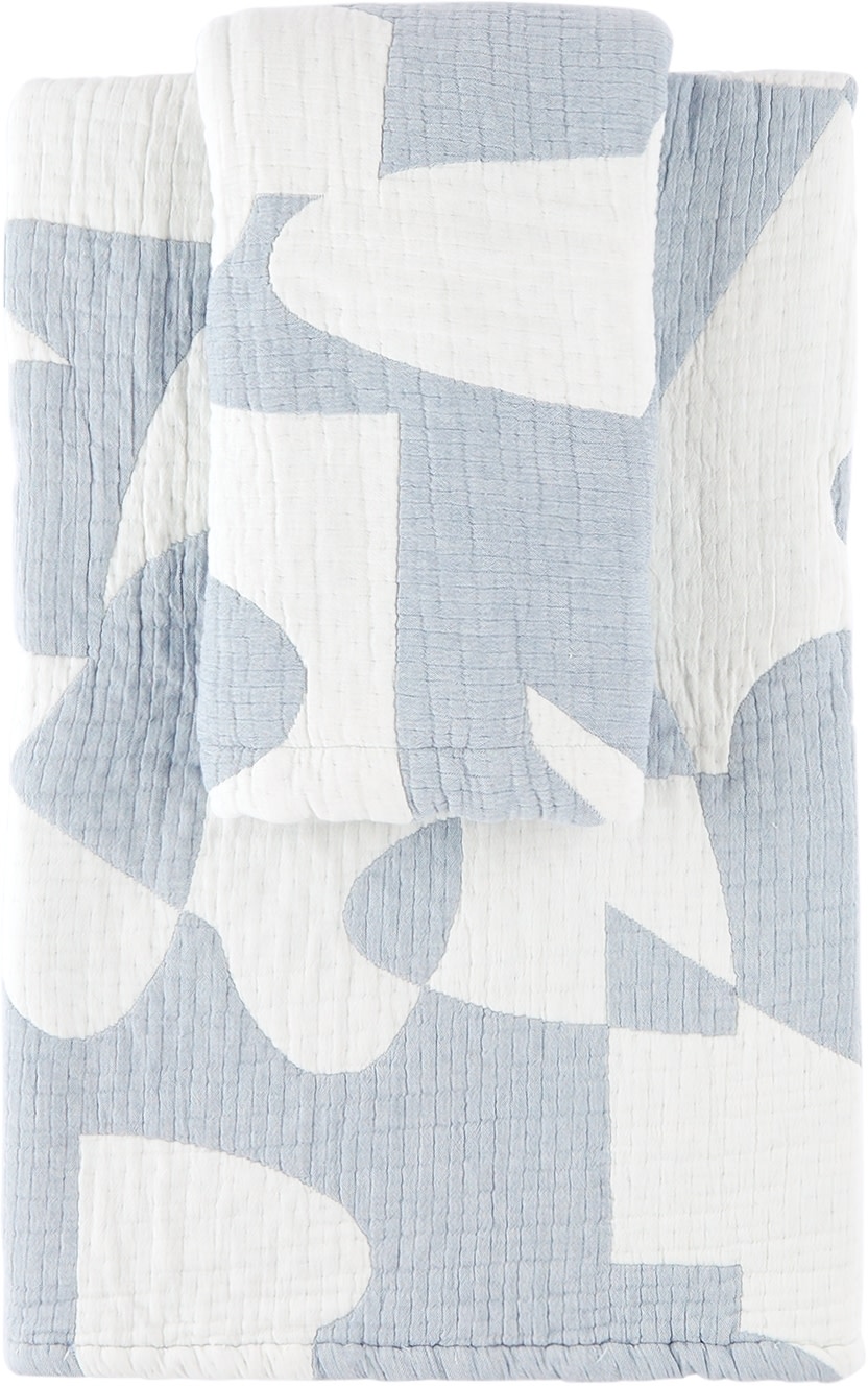 Dusen Dusen - Blue & White Hepta Bed Set, Full/Queen