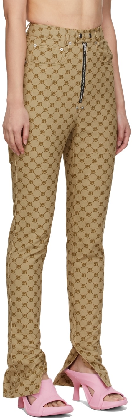 BONBOM - Jean beige à monogrammes
