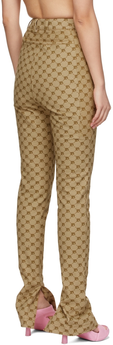 BONBOM - Jean beige à monogrammes