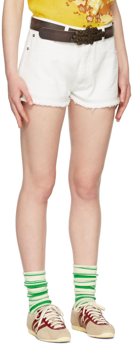 ERL - Short blanc en denim