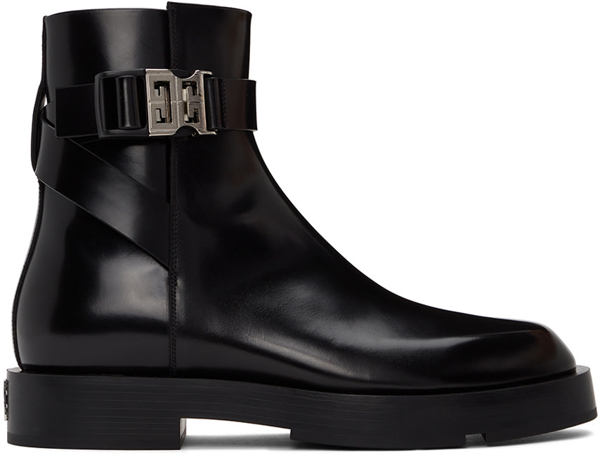 Givenchy - Bottes noires en cuir à boucle