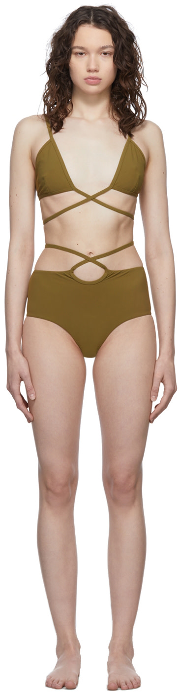 Christopher Esber - Bikini kaki à sangles entrecroisées