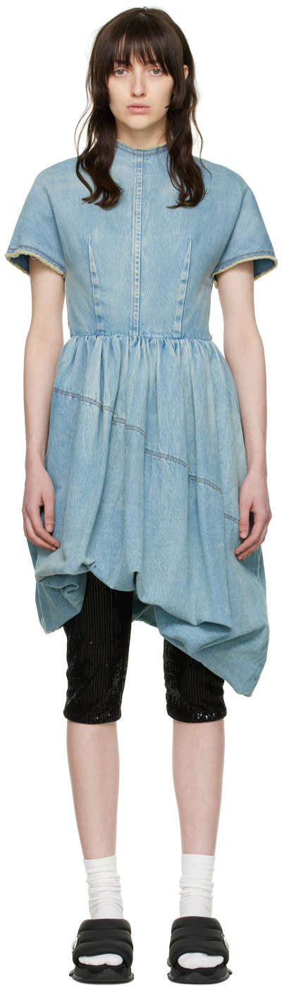 We11done - Robe courte bleue en denim