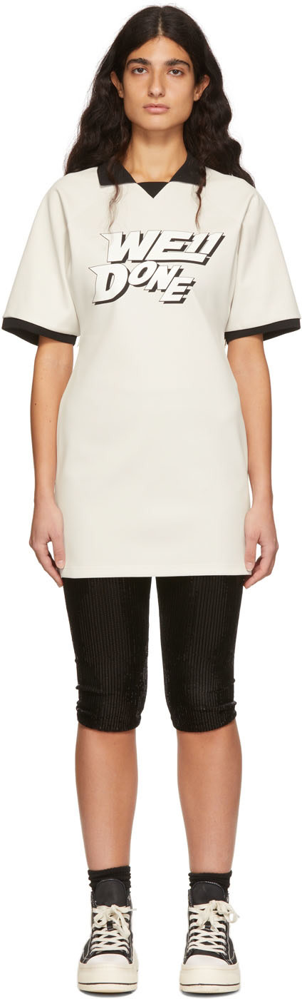 We11done - Robe blanc cassé en polyester à manches raglan