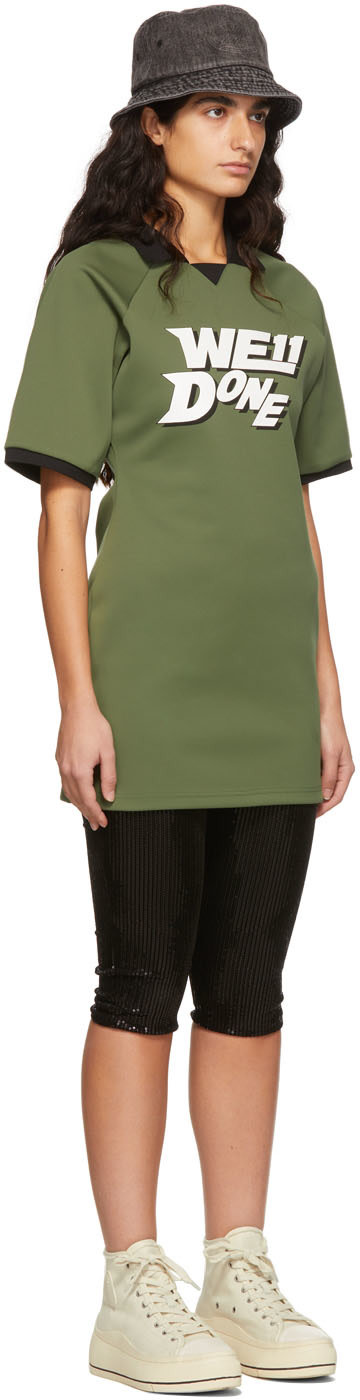 We11done - Robe courte verte en polyester à manches raglan