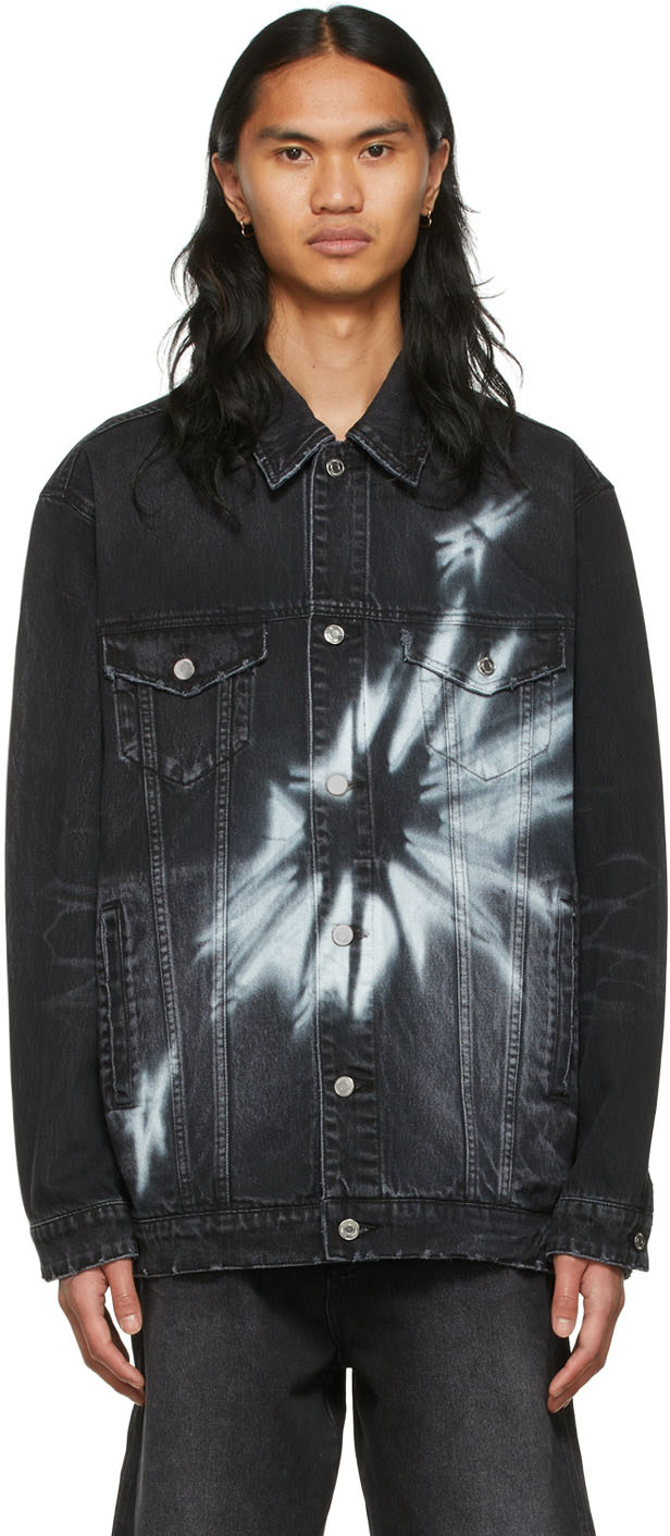 We11done - Blouson noir en denim à image